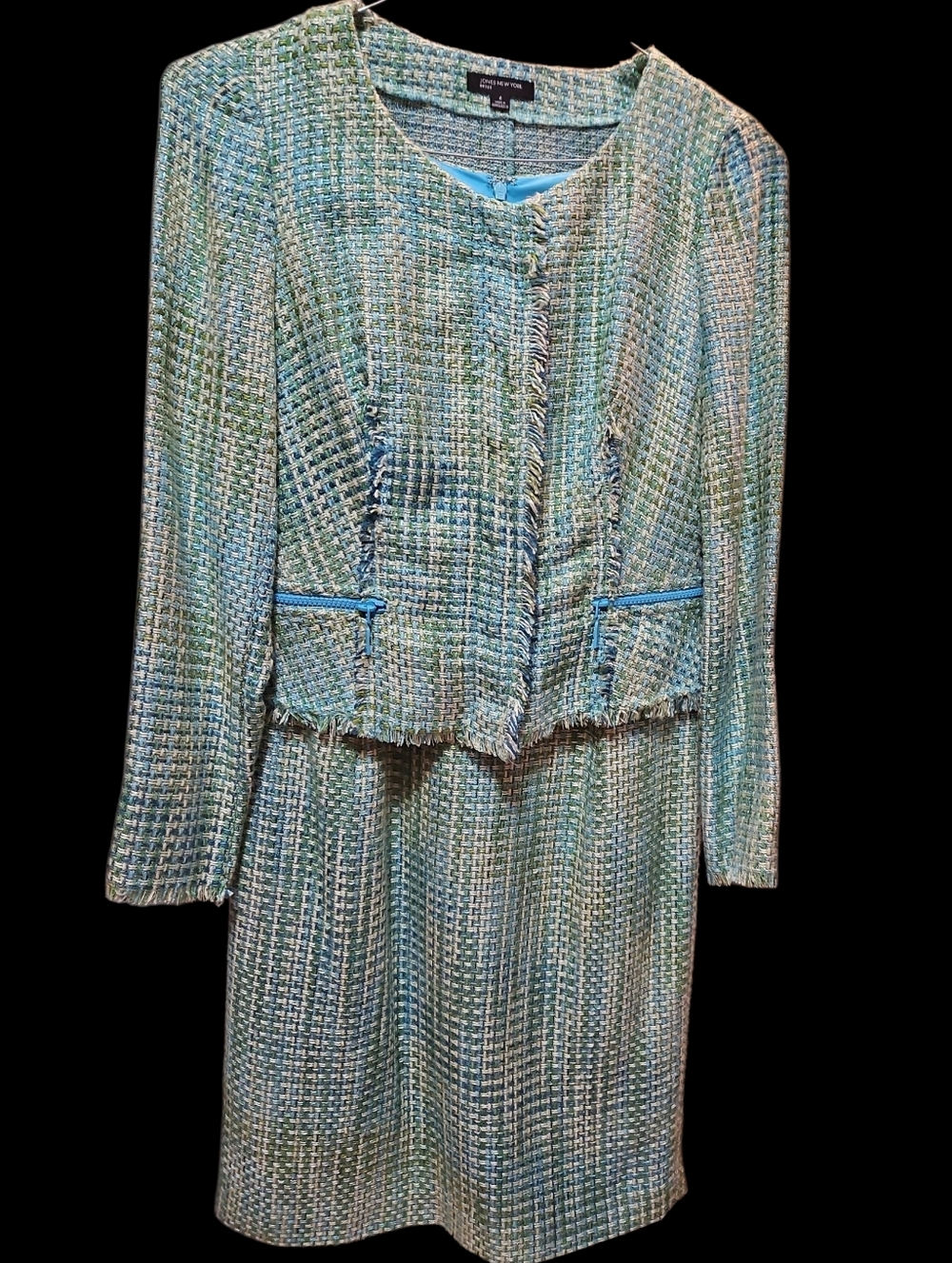 Jones New York Tweed Dress and Jacket in Jasper Blue Multi NWT